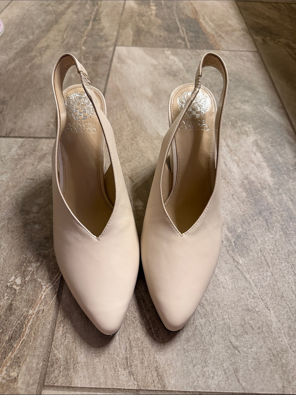 Vince Camuto Cream Slingback Pointed Toe Heels